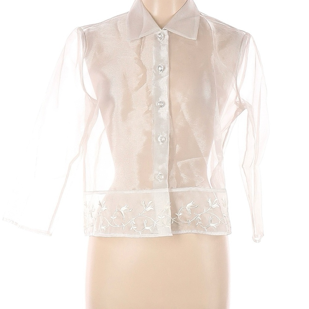Sheer Cream Button-Up Blouse/Jacket